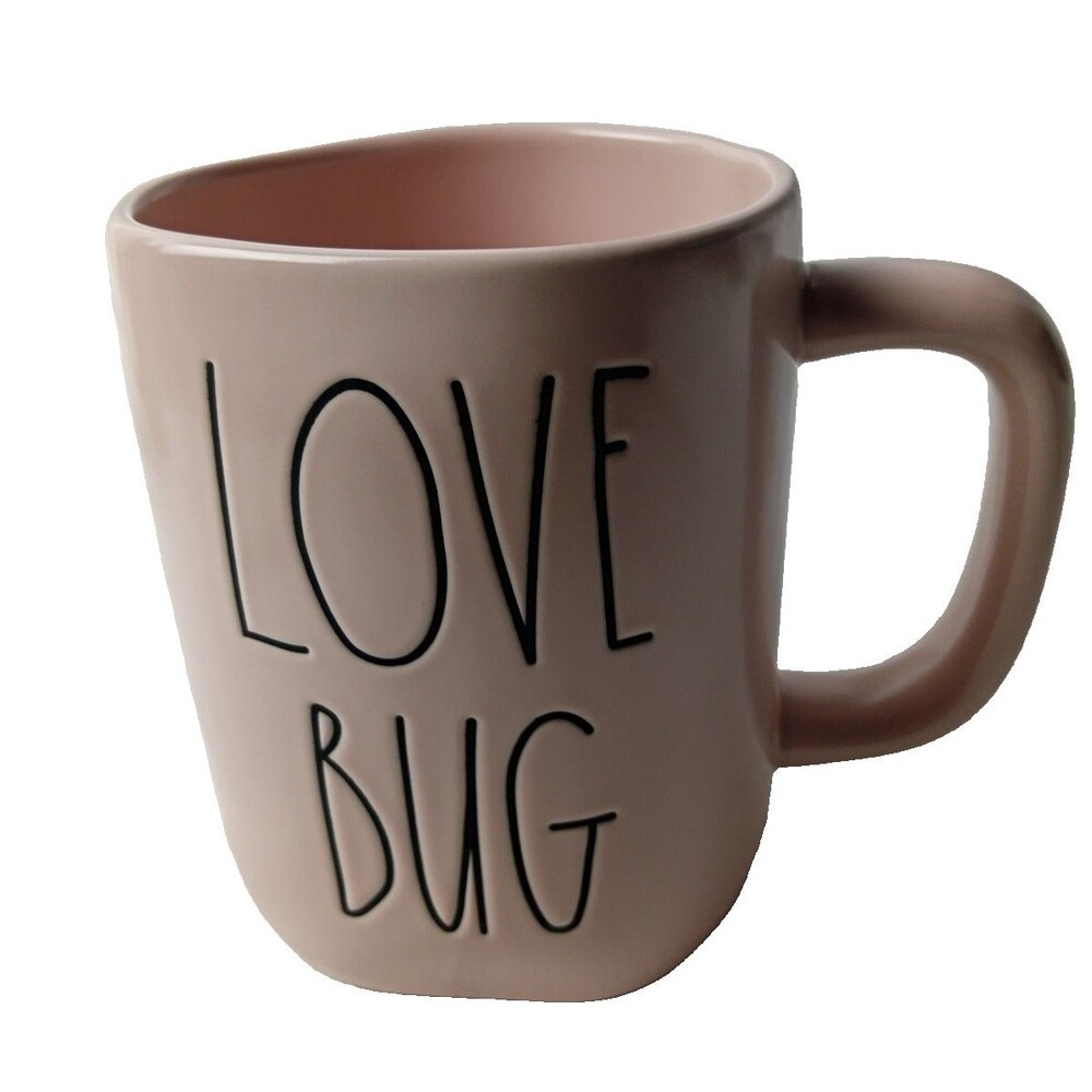 Rae Dunn LOVE BUG Pink Ceramic Coffee Cup Artisan Magenta